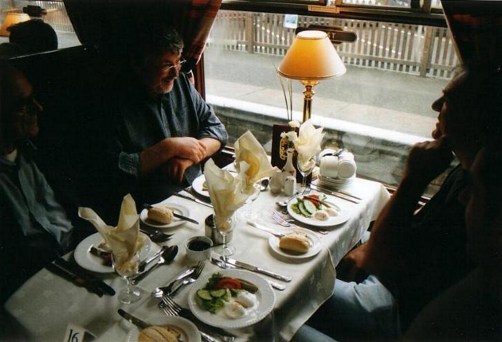 Ralph in a Pullman dining car